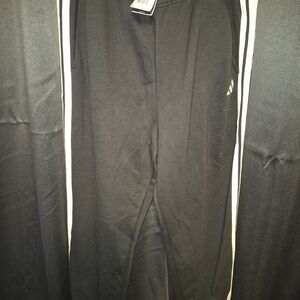 Black Adidas Track Pants with White Stripes